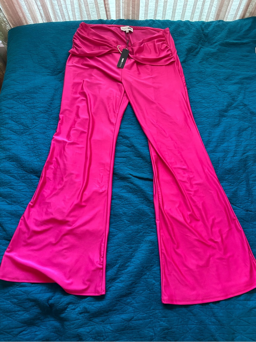 NWT Y2K inspired glam Hot Pink Flared Knit Pants
